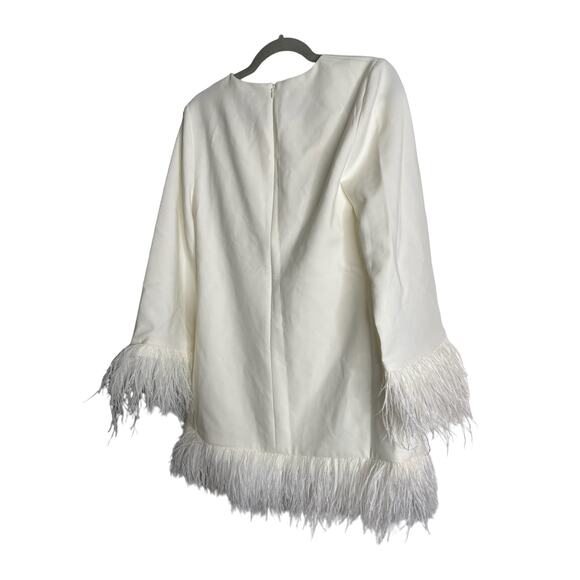 Likely Marullo Mini Sheath Dress Long Sleeve Ostrich Feather Detail Bridal 8 - Picture 8 of 9
